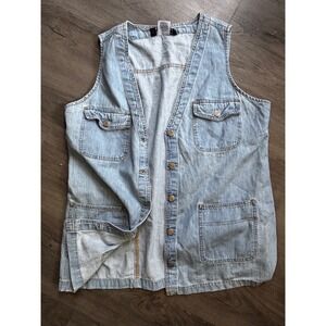 Vintage 90's L.A.‎ Blues Denim Stitched Vest  Size 18/20